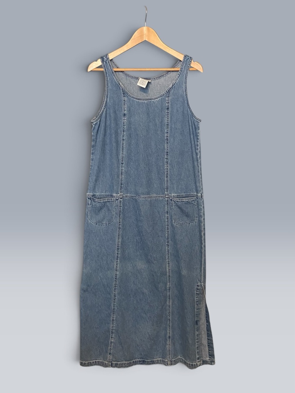Vintage Faded Glory Denim Midi Jumper Dress Women’s Medium Western